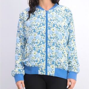 Stitch Fix Katie Sturino Palmer Bomber Jacket Blue Floral